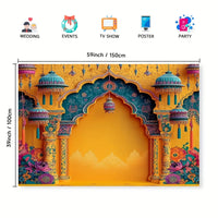 Toile de Fond Mariage Indien Arche Orange et Turquoise, vue complémentaire 2