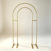 Arche de Mariage Double Arc Dorée en Aluminium, 116 x 214 cm, vue d'ensemble