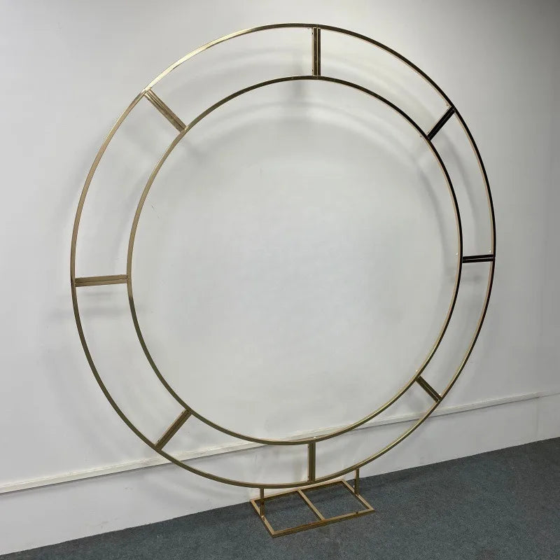 Arche de Mariage Ronde Dorée Double Cercle, 200 cm de Diamètre, double cercle, écart large