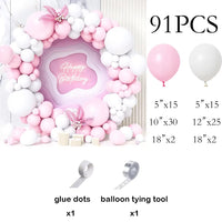 Kit Arche de Ballons Rose Pastel et Blanc, rose pastel et blanc, 91 pièces