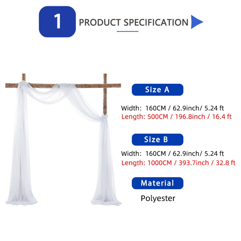 Voilage Mariage Translucide en Polyester, 160 cm de Large, vue complémentaire 3