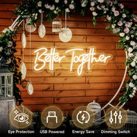 Néon Mariage Mural, 10 Phrases dont « Better Together », 11 Couleurs