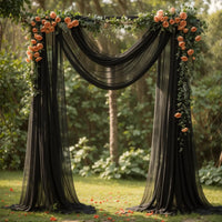 Voilage Chiffon pour Arche de Mariage, 70 cm × 3 à 10 m, coloris noir