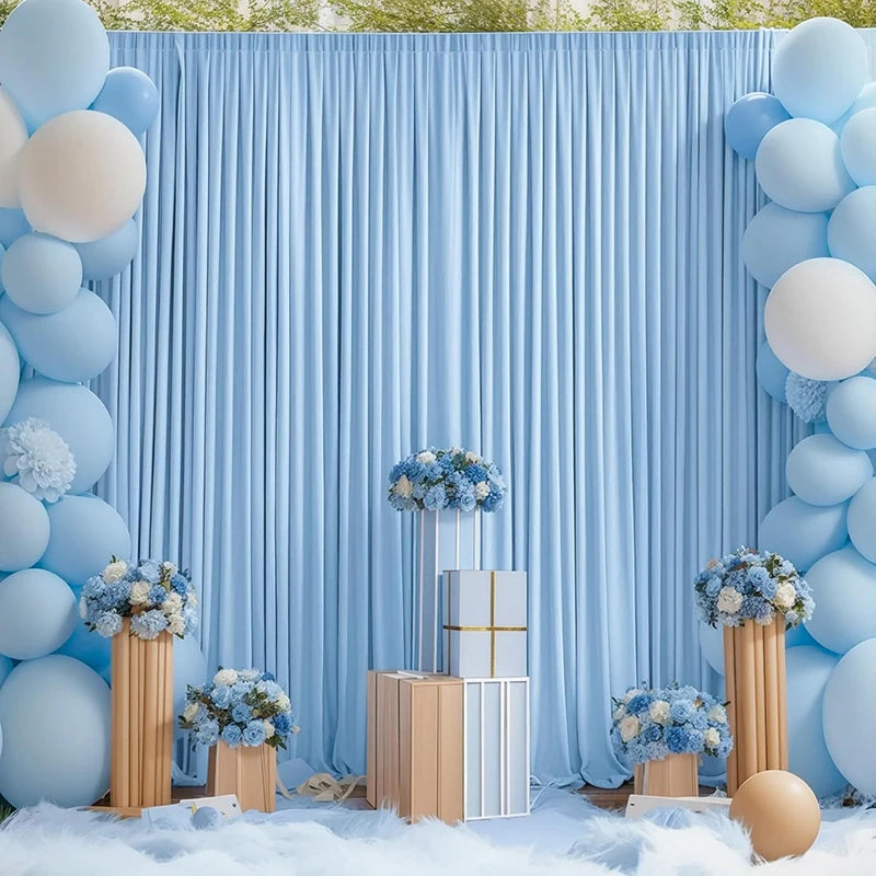 Toile de Fond Mariage Épaisse, Rideau Poche à Tringle, coloris bleu ciel