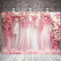 Toile de Fond Mariage Fleurs et Voilage Roses, Polyester, vue complémentaire 2