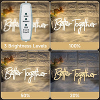 Néon Mariage Mural, 10 Phrases dont « Better Together », 11 Couleurs