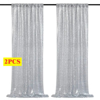 Toile de Fond Mariage à Sequins, Rideau 60 × 240 cm, argenté, lot de 2 panneaux