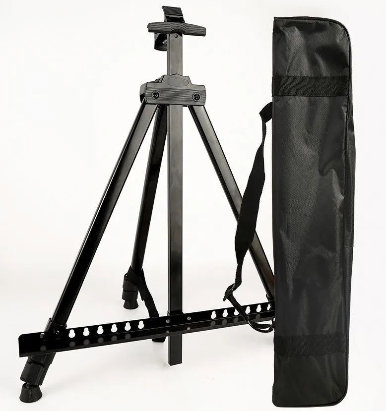 Chevalet de Présentation Aluminium Noir, Barre à Encoches, Sac à Bandoulière