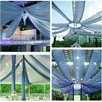 Voilage Plafond Mariage en Chiffon, coloris bleu poussière