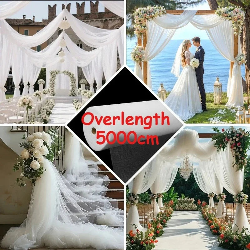 Rouleau de Tulle pour Arche de Mariage, 30 cm × 50 m, Blanc, vue complémentaire 6