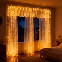 Rideau Lumineux LED 3 m de Large avec Télécommande, coloris blanc chaud