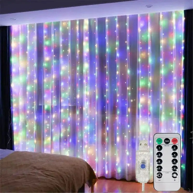 Rideau Lumineux LED USB à 8 Modes, coloris multicolore
