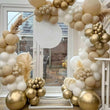 Kit Arche de Ballons Sable, Blanc et Or avec Confettis, 98 Pièces