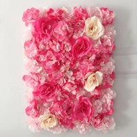 Mur de Fleurs Artificielles, Panneau de Roses Fuchsia 40 × 60 cm, 3 Coloris