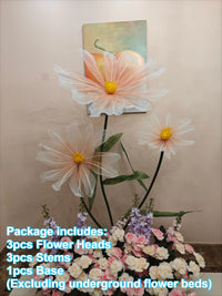 Décoration d'Allée de Mariage, 3 fleurs pêche avec base