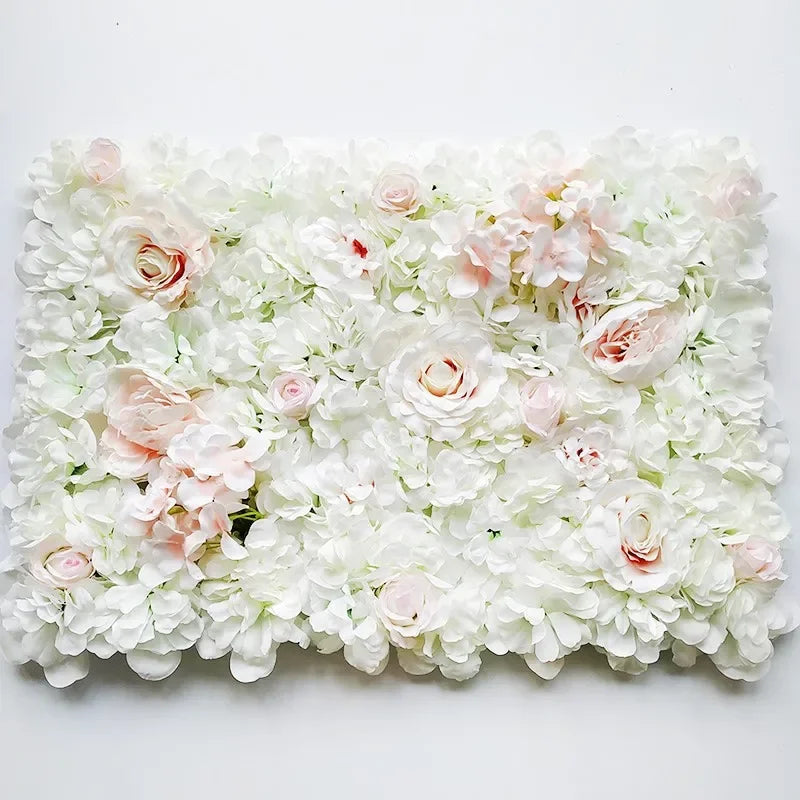 Mur de Fleurs Artificielles, coloris blanc et rose pâle