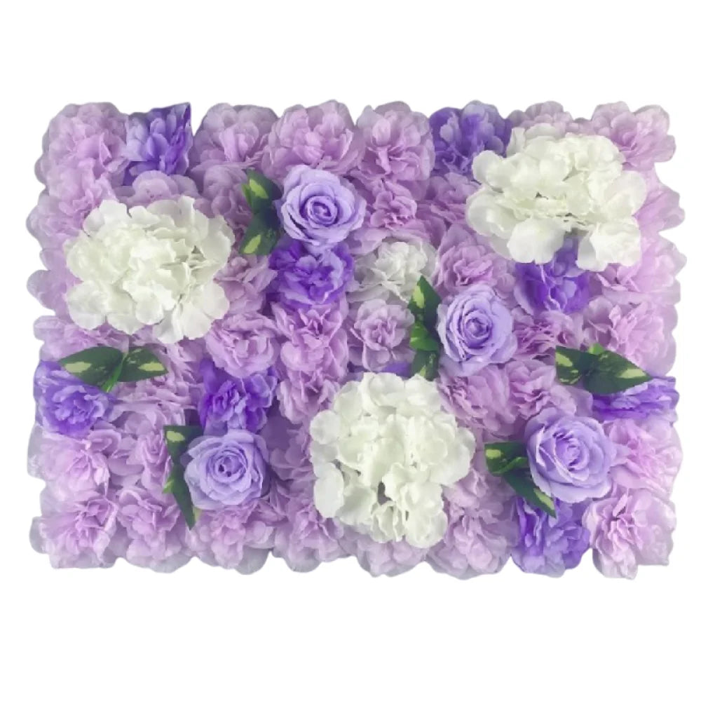 Mur de Fleurs Artificielles, Panneau 60 × 40 cm, coloris lilas et blanc
