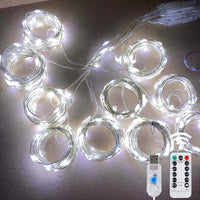 Rideau Lumineux LED Fil de Cuivre Argenté USB, coloris blanc