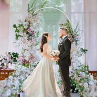 Arche de Mariage Demi-Lune en Métal Blanc, 80 × 180 à 120 × 220 cm