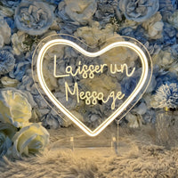 Néon Livre d'Or Mariage Cœur, Laisser un Message (français)