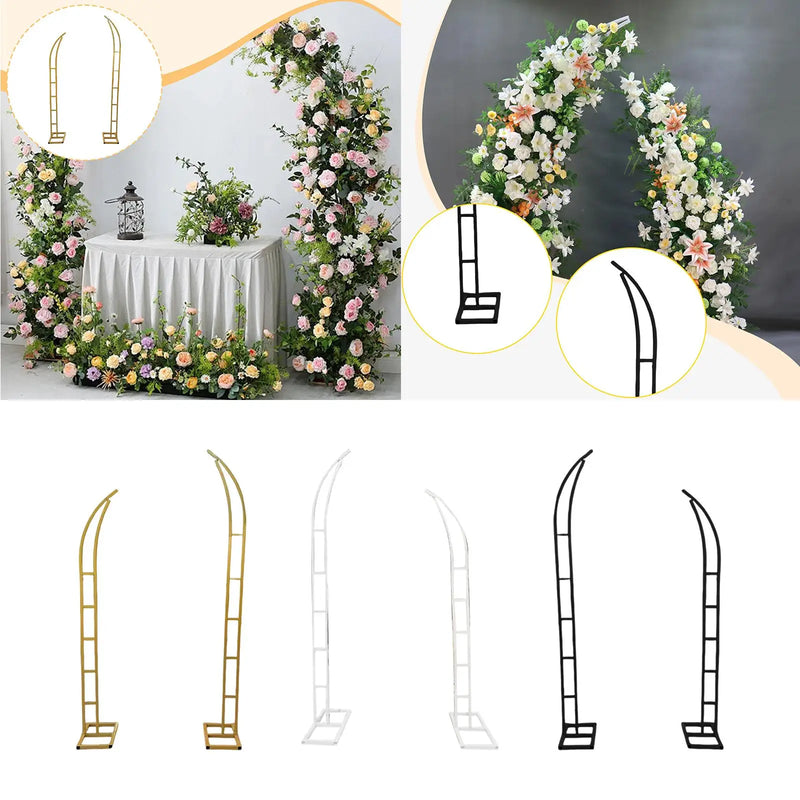 Arche de Mariage Semi-Ouverte en Métal, Paire de 180 et 210 cm, Blanc, Doré ou Noir