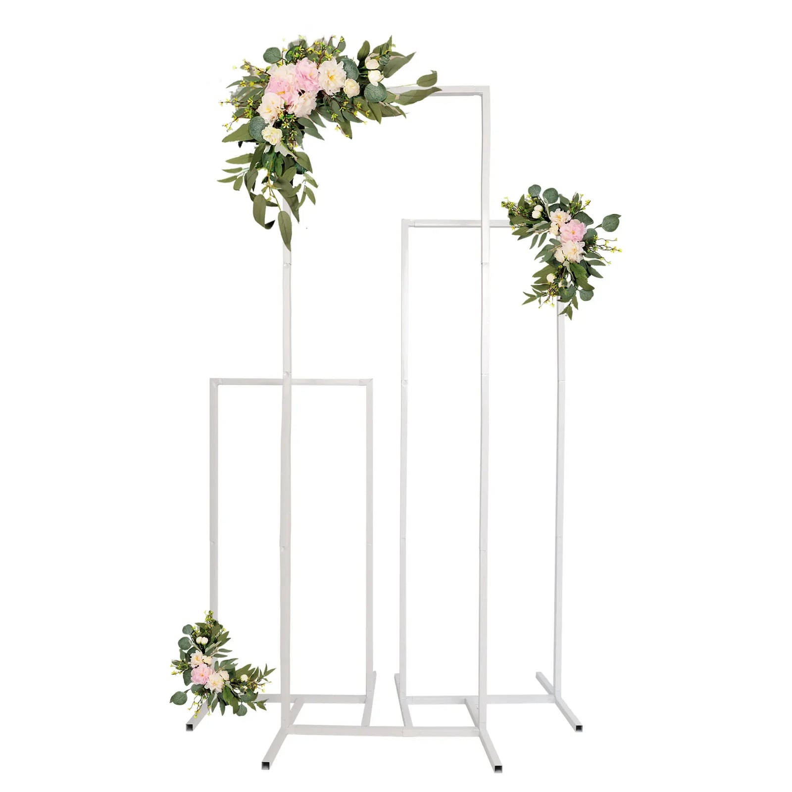 Arche de Mariage Rectangulaire en Métal, Blanche ou Dorée, vue d'ensemble