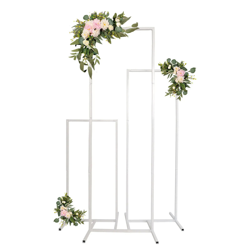 Arche de Mariage Rectangulaire en Métal, Blanche ou Dorée, vue d'ensemble