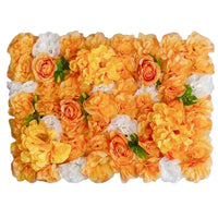 Mur de Fleurs Artificielles, Panneau 60 × 40 cm, coloris orange et blanc