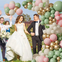 Kit Arche de Ballons Vert Sauge, Rose, Sable et Or, 125 Pièces, vue complémentaire 3