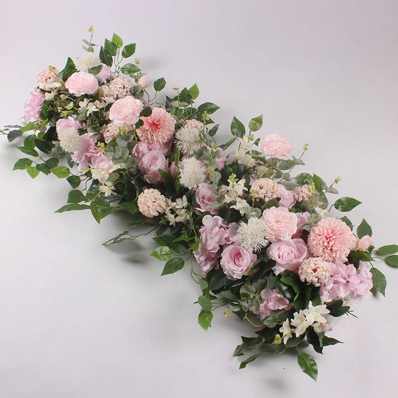 Rangée de Fleurs pour Arche de Mariage, coloris rose pâle et mauve