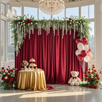 Rideau Satin Brillant pour Fond de Cérémonie, 140 cm de Large, coloris bordeaux