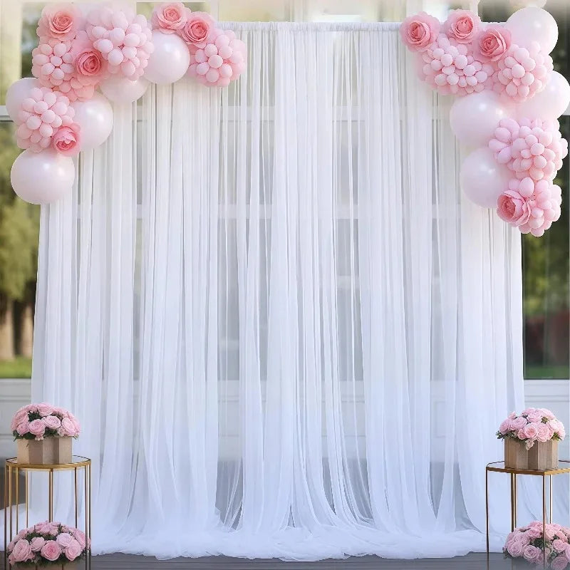Voilage Mariage en Chiffon Blanc, 160 x 300 cm, vue d'ensemble