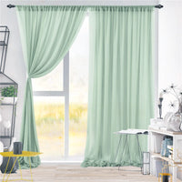 Voilage Chiffon de Mariage avec Poche pour Tringle, coloris vert menthe