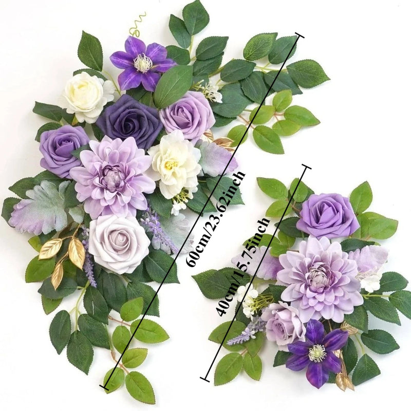 Fleurs pour Arche de Mariage, coloris violet, lilas et ivoire