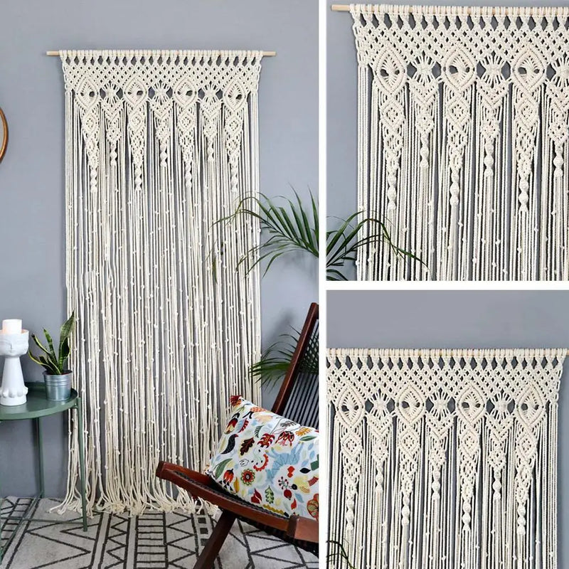 Rideau en Macramé Bohème pour Porte et Fond de Mariage, 6 Tailles de 90 à 130 cm