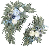Fleurs pour Arche de Mariage, coloris bleu ciel, gris bleuté et ivoire