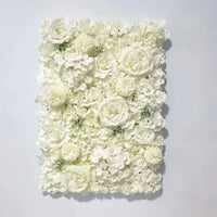 Mur de Fleurs Artificielles, Panneau de Roses 3D 60 × 40 cm, coloris ivoire