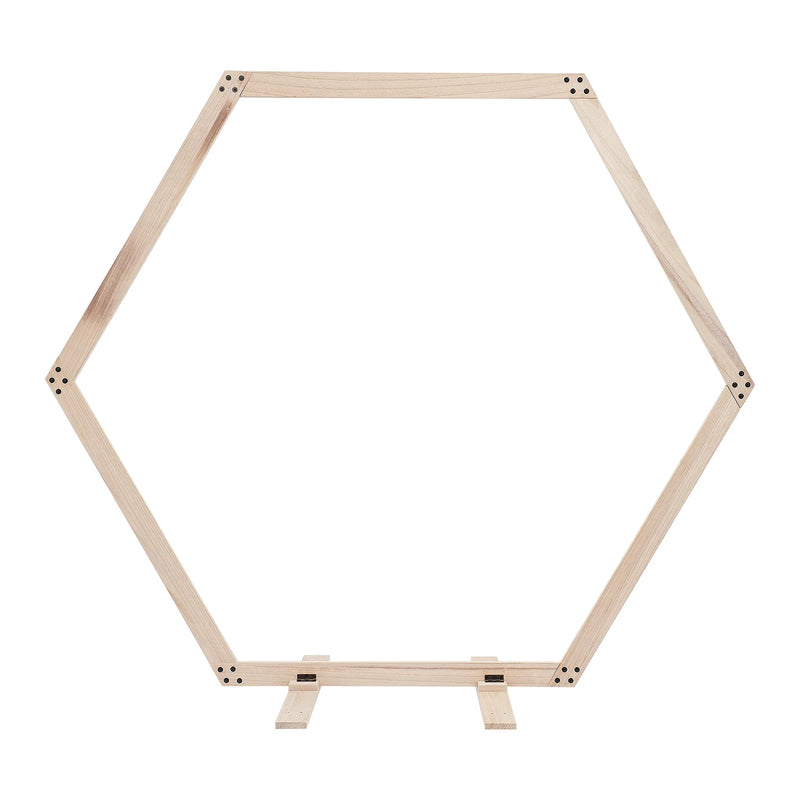 Arche de mariage en bois hexagonale naturel, pour l'entrée de la salle