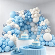 Kit Arche de Ballons Bleu Clair et Blanc avec Confettis, 136 Pièces