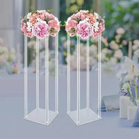 Colonne Acrylique Transparente pour Fleurs de Mariage, 3 Hauteurs de 40 à 80 cm