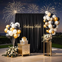 Rideau Satin Brillant pour Fond de Cérémonie, 140 cm de Large, coloris noir