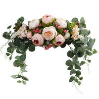 Fleurs pour Arche de Mariage, Pivoines et Eucalyptus de 75 cm, coloris champagne et rose pâle