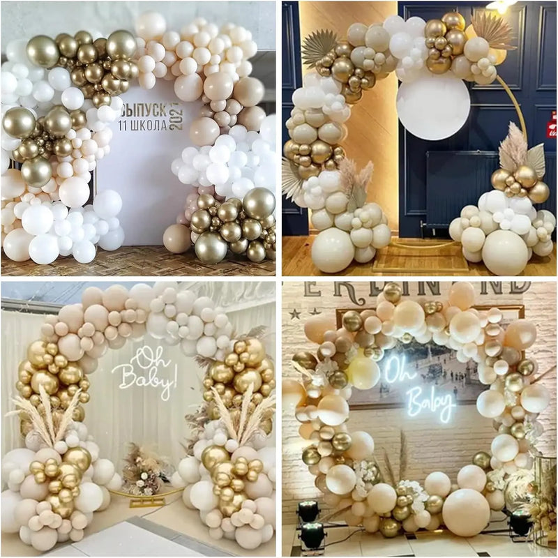 Kit Arche de Ballons Sable, Blanc et Or avec Confettis, vue complémentaire 5