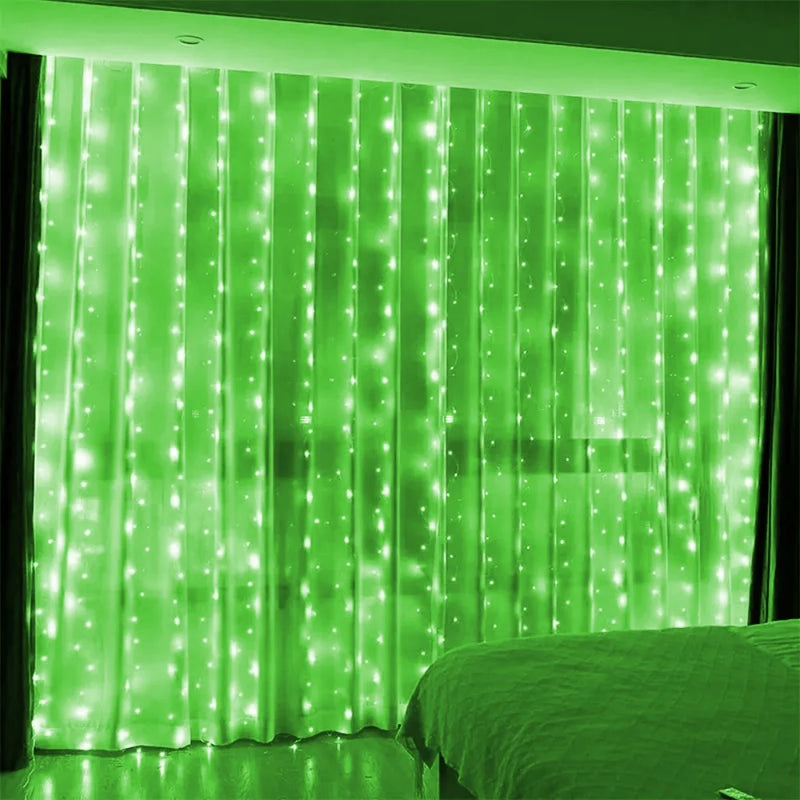Rideau Lumineux LED Mariage USB avec Télécommande, coloris vert