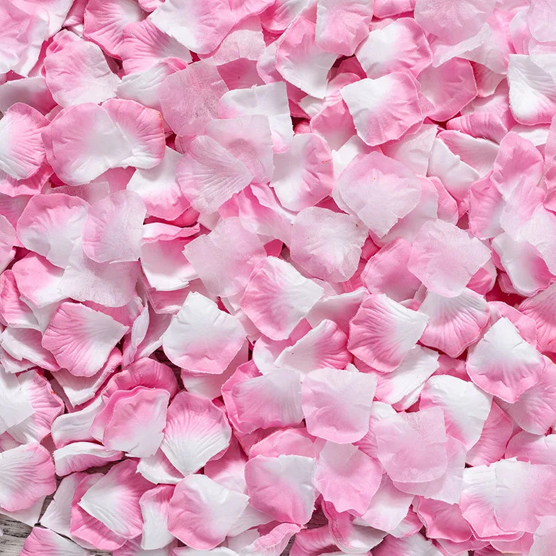 Pétales de Rose Artificiels, Lot de 500 Pétales, coloris rose et blanc