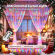 Rideau Lumineux LED 3 m de Large avec Télécommande 8 Modes, 3 Couleurs