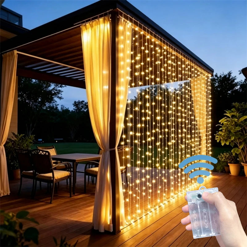 Rideau Lumineux LED à Piles, coloris blanc chaud