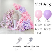 Kit Arche de Ballons Rose Pastel et Blanc, rose et lilas, 123 pièces