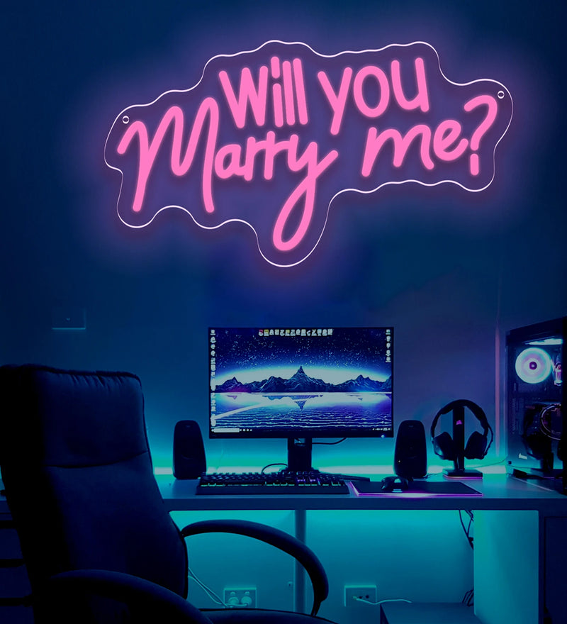 Néon Demande en Mariage « Will You Marry Me ? », coloris rose