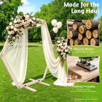 Arche de mariage en bois hexagonale naturel, pour un coin photo